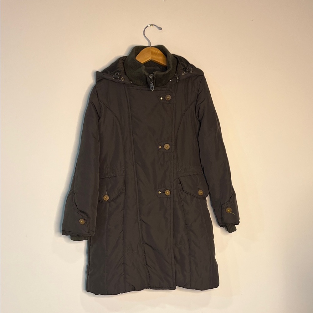 BRIN D'HERBE PARIS Girl’s Winter Coat in Chocolate Brown